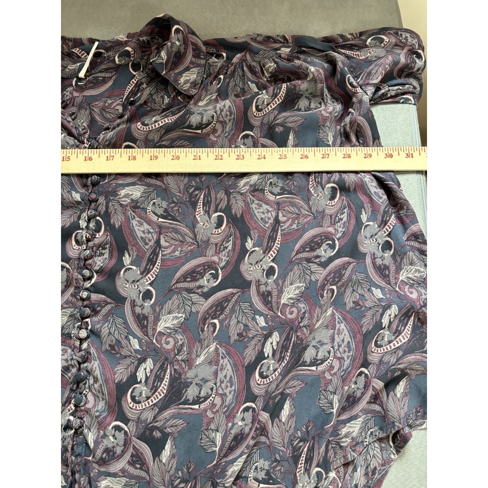 Free People Paisley Bell Sleeve Flowy Artsy Blouse Sz M Poet Boho 60s 70s Hippie - Picture 4 of 11